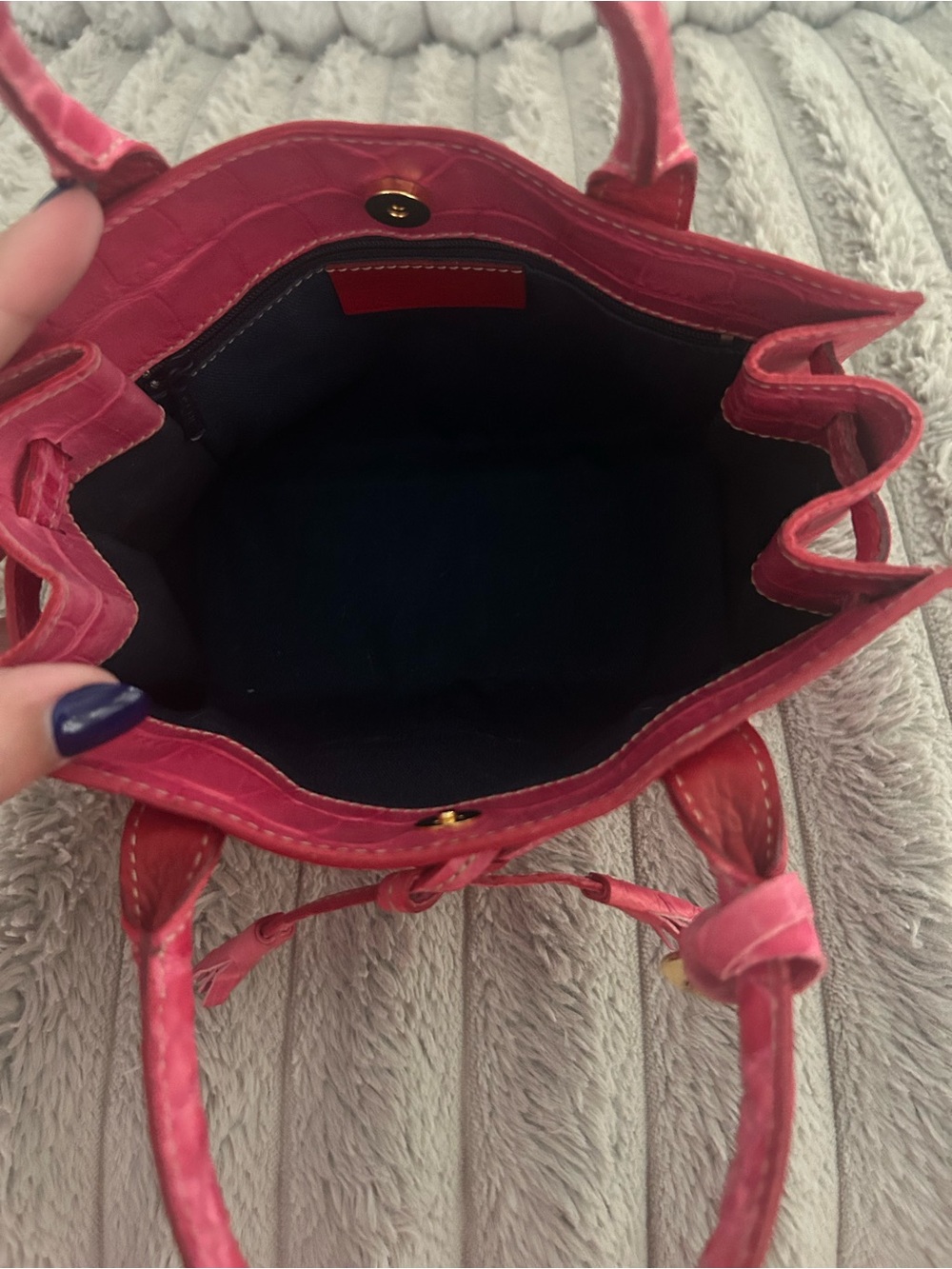 Dooney & Bourke Pink Embossed Croc Leather Small Satchel - Rare - made in Italy - Picture 3 of 6